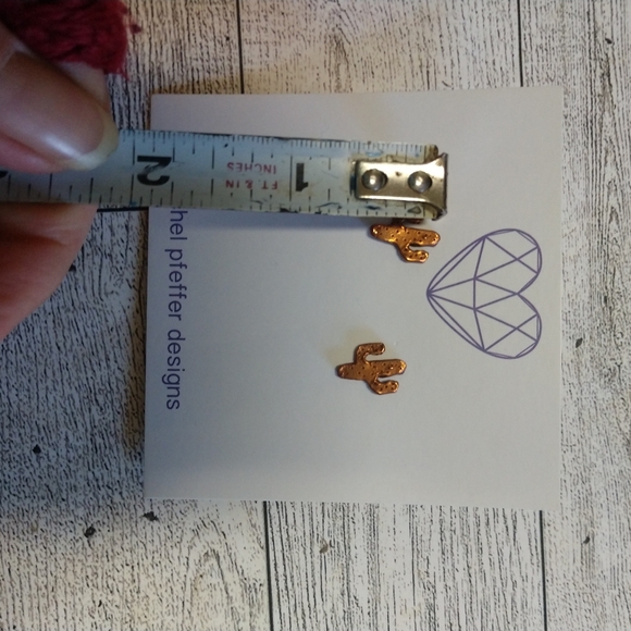 Cactus Studs hand carved saguaro cactus studs handmade by Rachel Pfeiffer - Picture 3 of 5